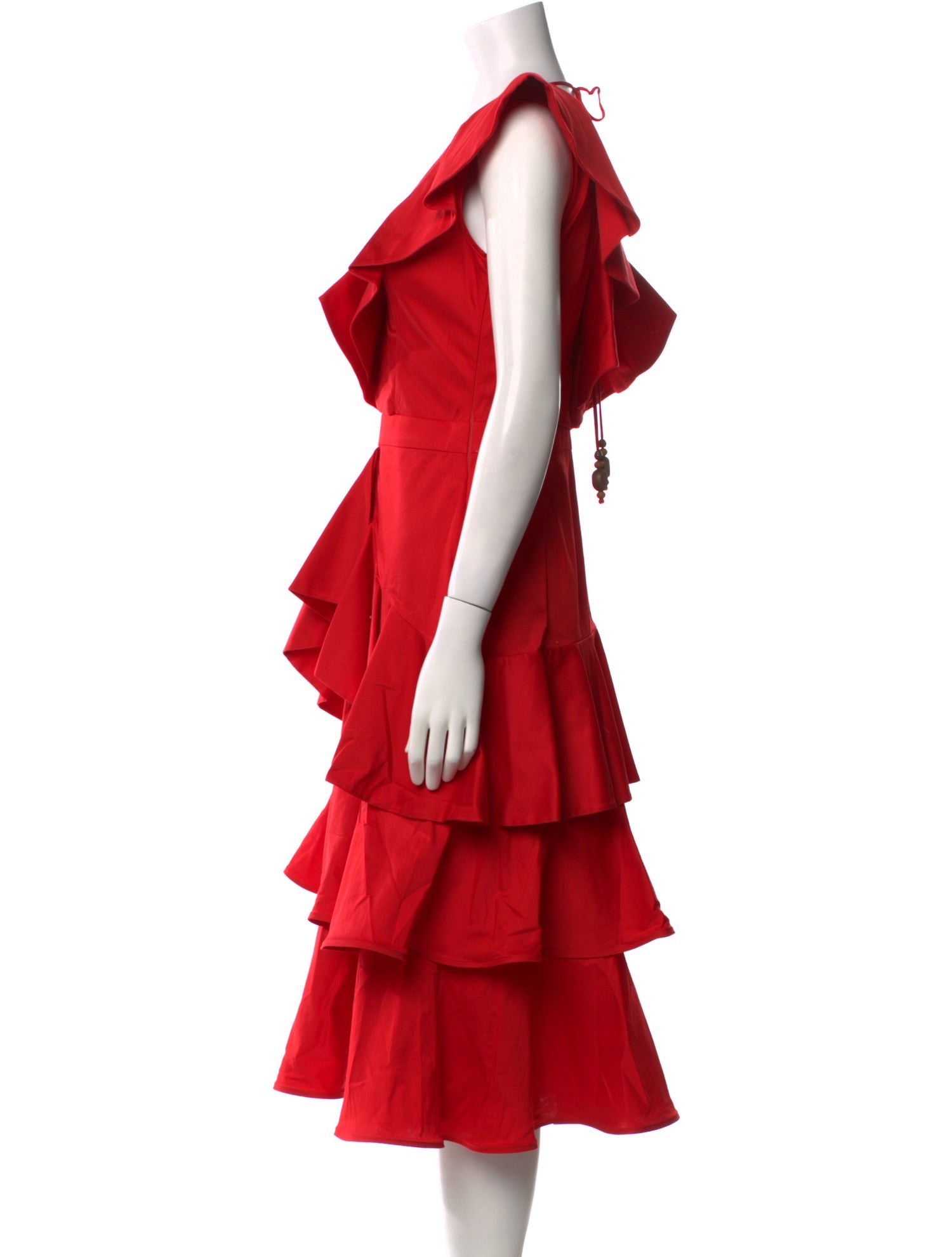 Andres Otalora V-Neck Midi Length Dress