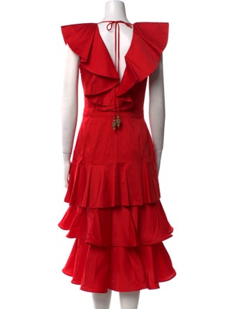 Andres Otalora V-Neck Midi Length Dress