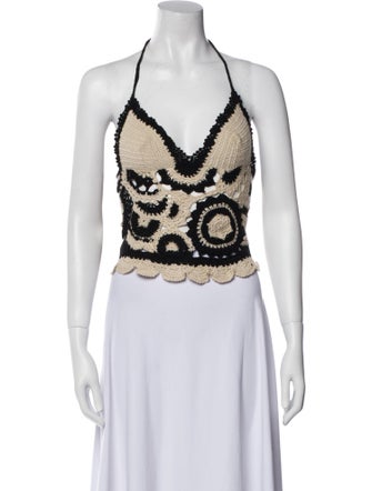 Andres Otalora Printed Halterneck Crop Top