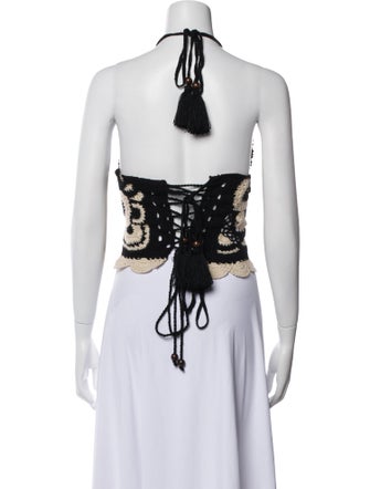 Andres Otalora Printed Halterneck Crop Top