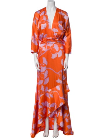 Andres Otalora Floral Print Long Dress