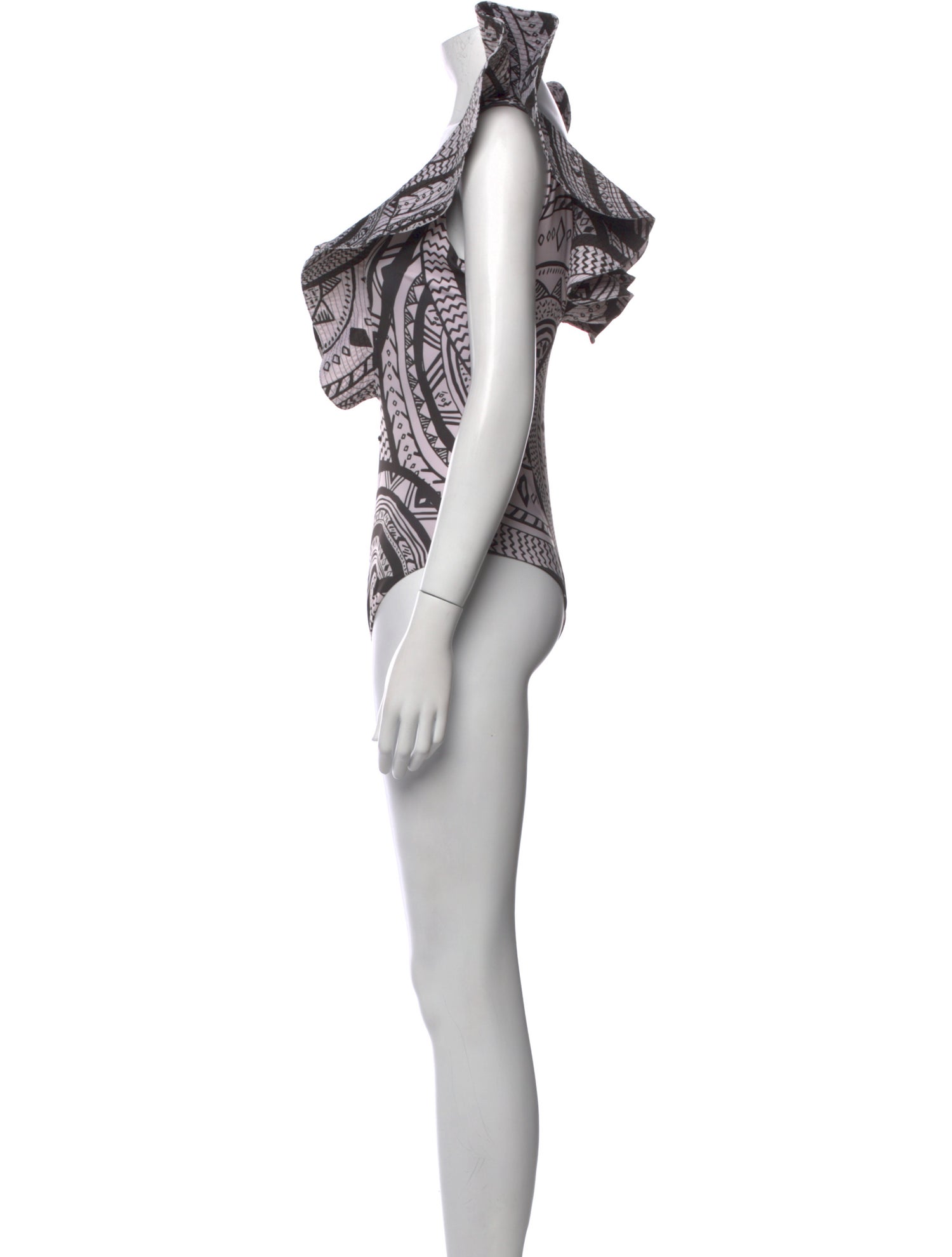 Andres Otalora Printed Ruffle Embellishment One-Piece