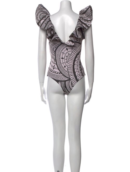 Andres Otalora Printed Ruffle Embellishment One-Piece