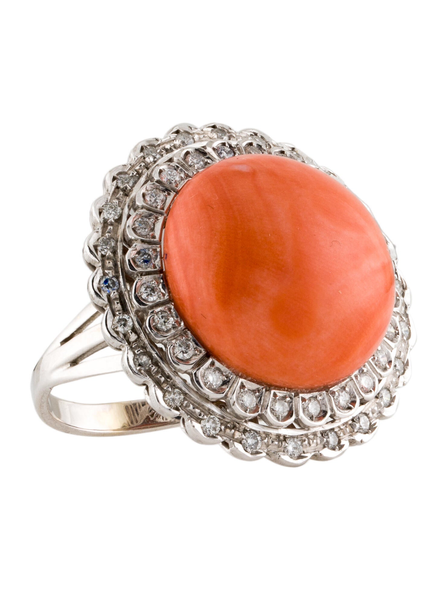 Andreoli 18K Coral & Diamond Cocktail Ring