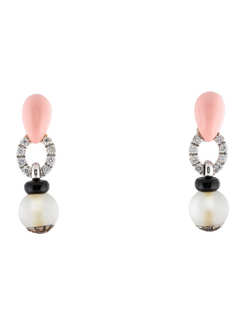 Andreoli 18K Quartz, Onyx, Sapphire, Ceramic & Diamond Drop Earrings