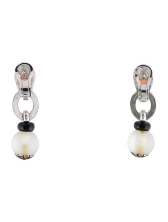 Andreoli 18K Quartz, Onyx, Sapphire, Ceramic & Diamond Drop Earrings