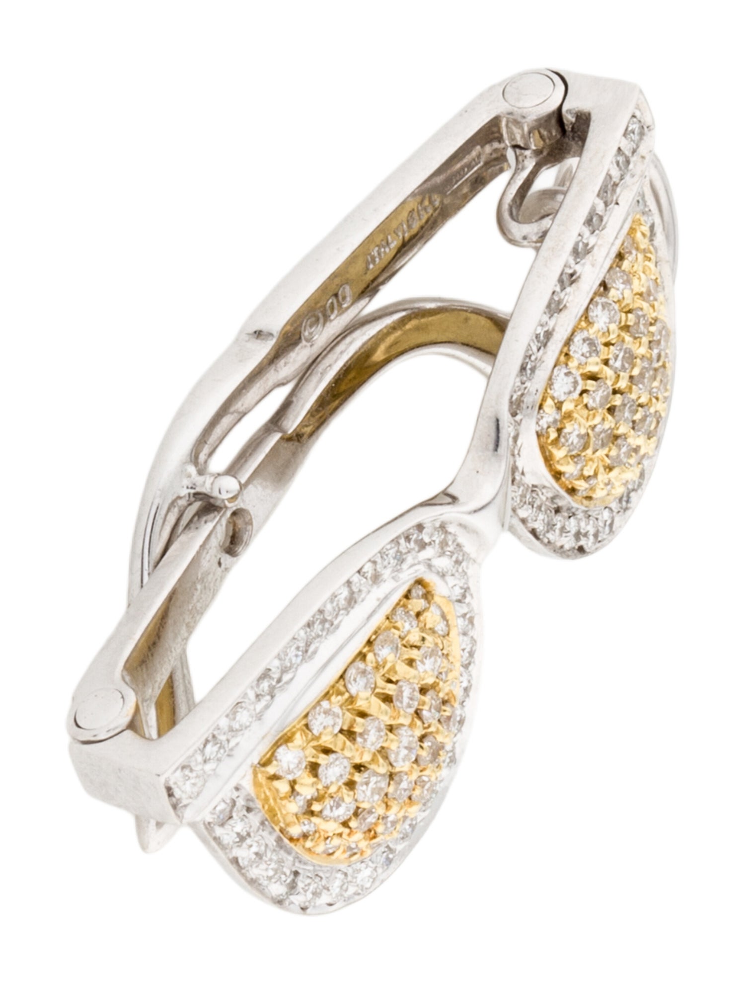 Andreoli 18K Diamond Two Tone Glasses Pendant Necklace