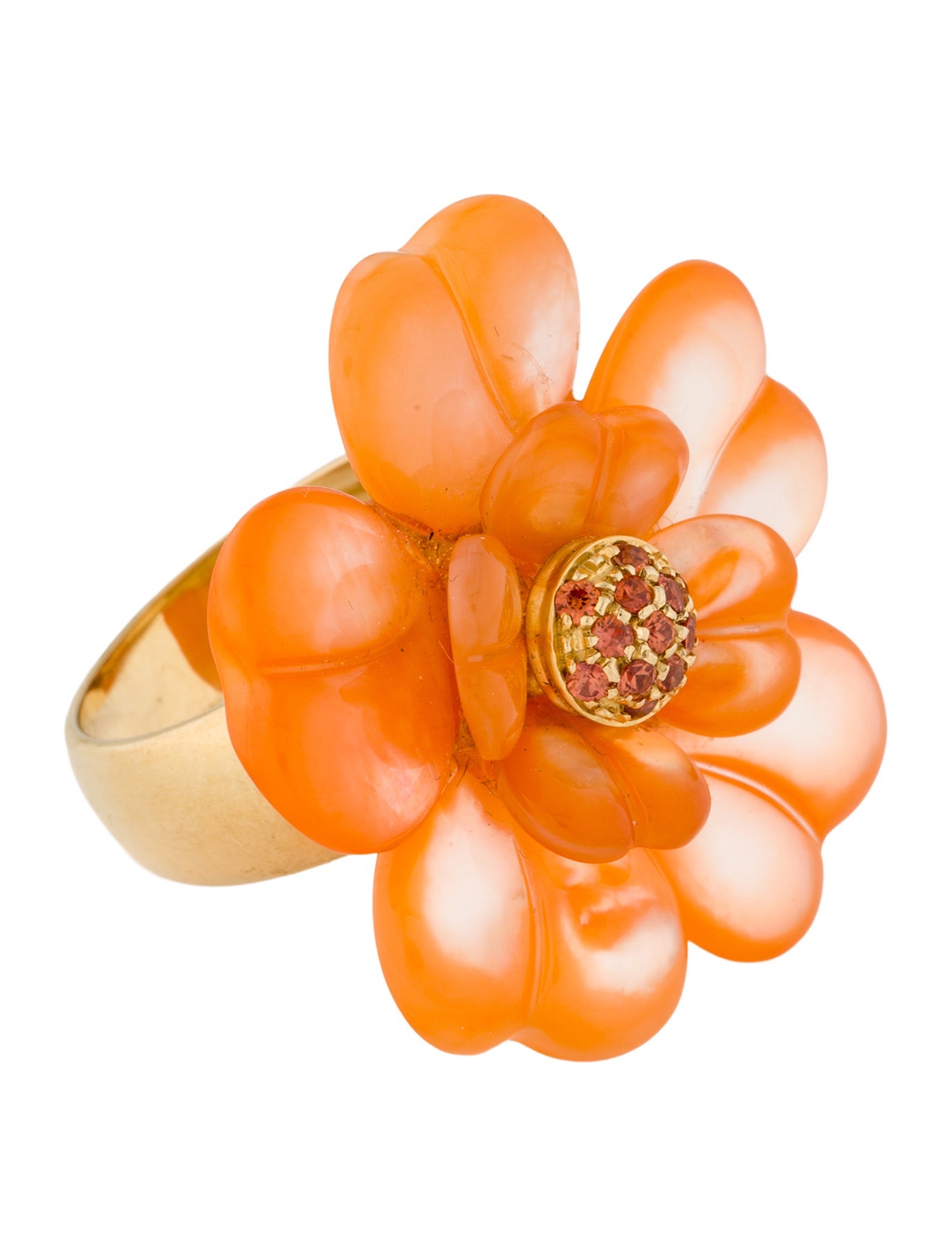 Andreoli 18K Dyed Mother of Pearl & Sapphire Flower Cocktail Ring