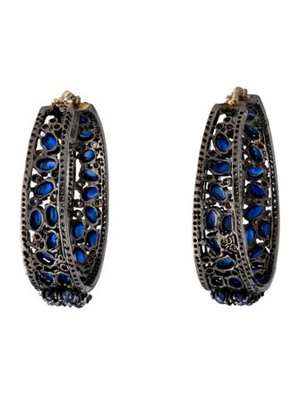 Andreoli Kyanite & Diamond Hoop Earrings