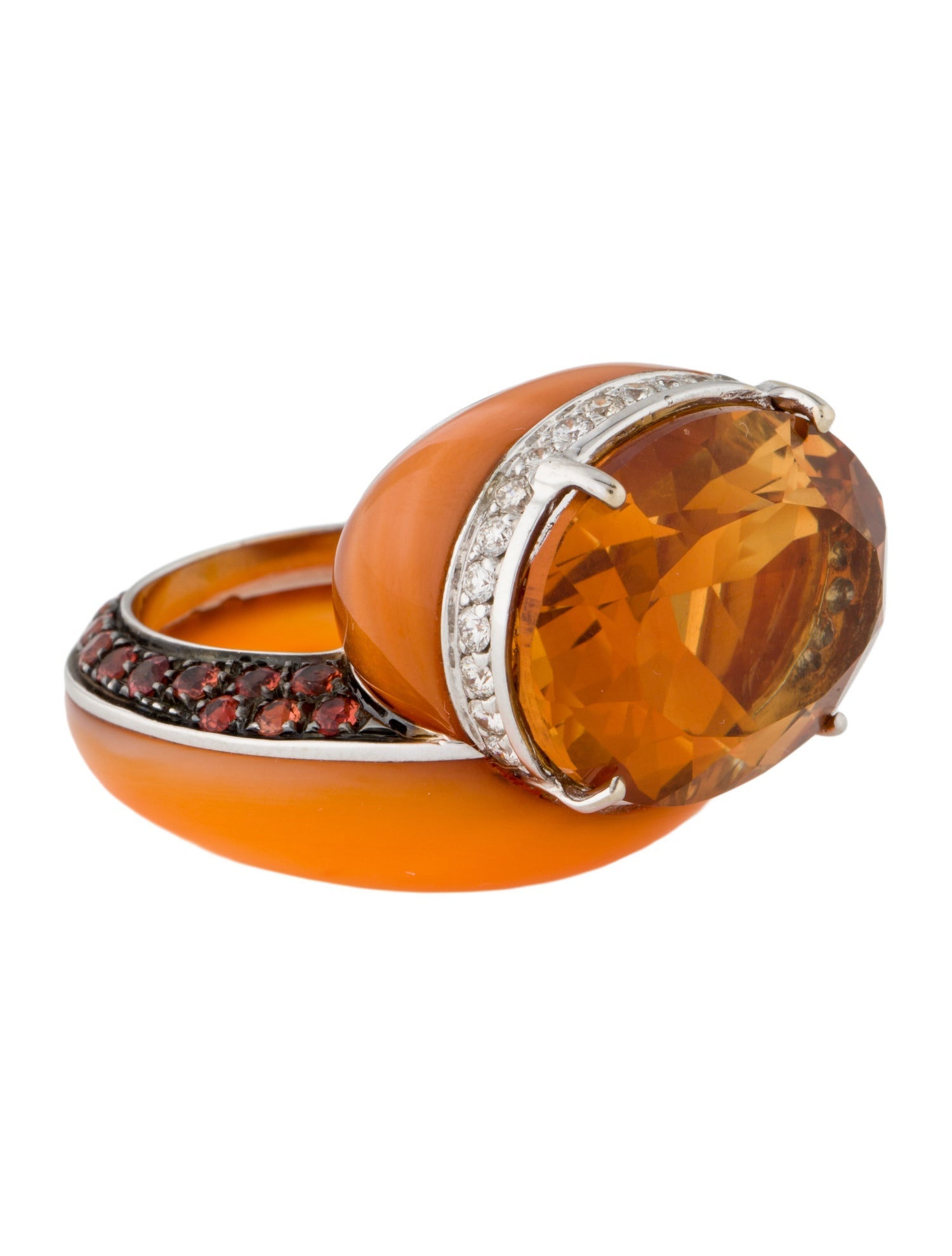 Andreoli 18K Mother Of Pearl, Citrine, Orange Sapphire & Diamond Cocktail Ring