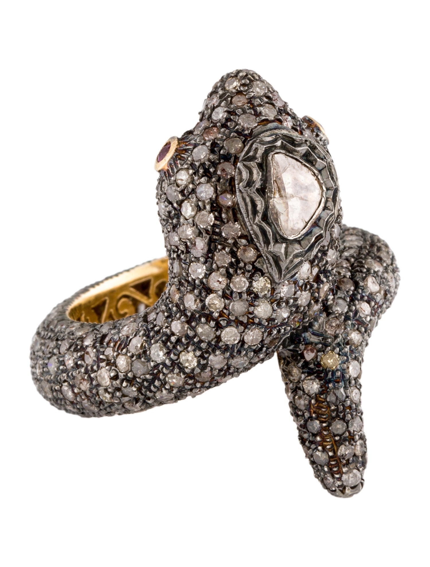 Andreoli Diamond & Ruby Snake Coil Ring