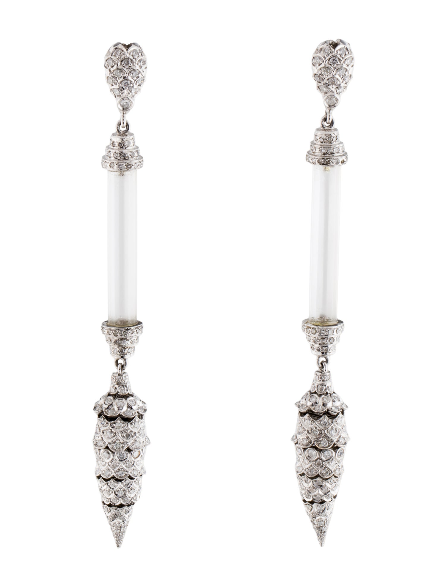 Andreoli 14K 2.25ctw Diamond & Quartz Drop Earrings