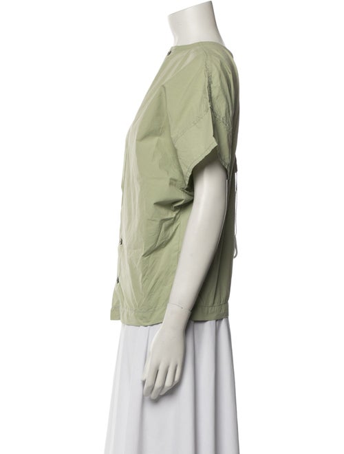 And Wander Crew Neck Short Sleeve Button-Up Top