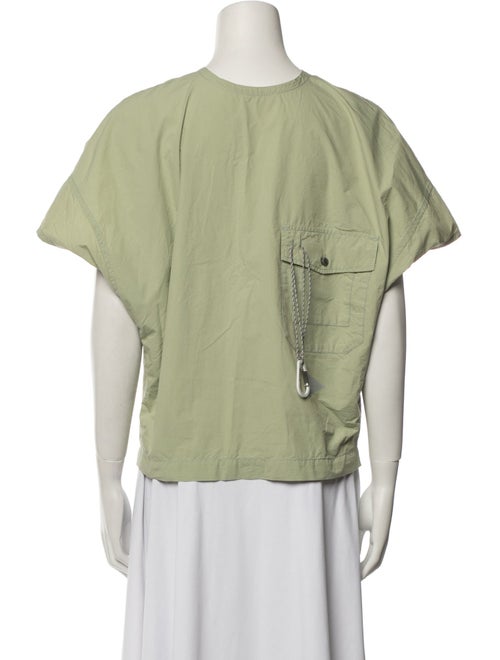 And Wander Crew Neck Short Sleeve Button-Up Top