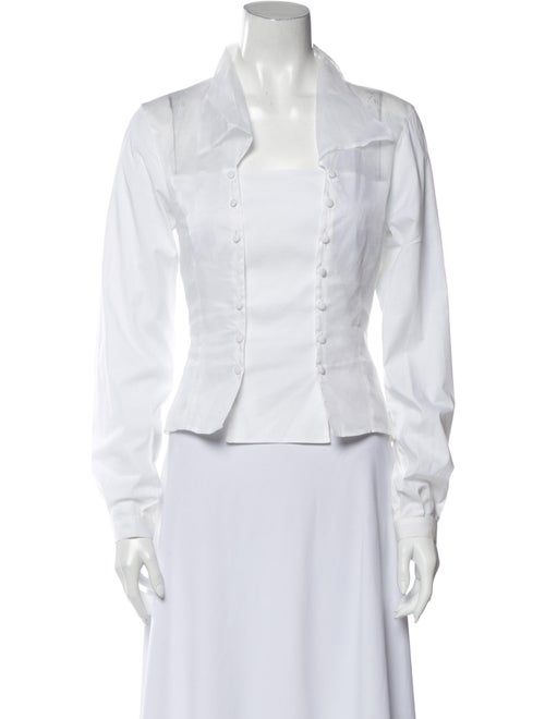 Anne Fontaine Long Sleeve Button-Up Top White