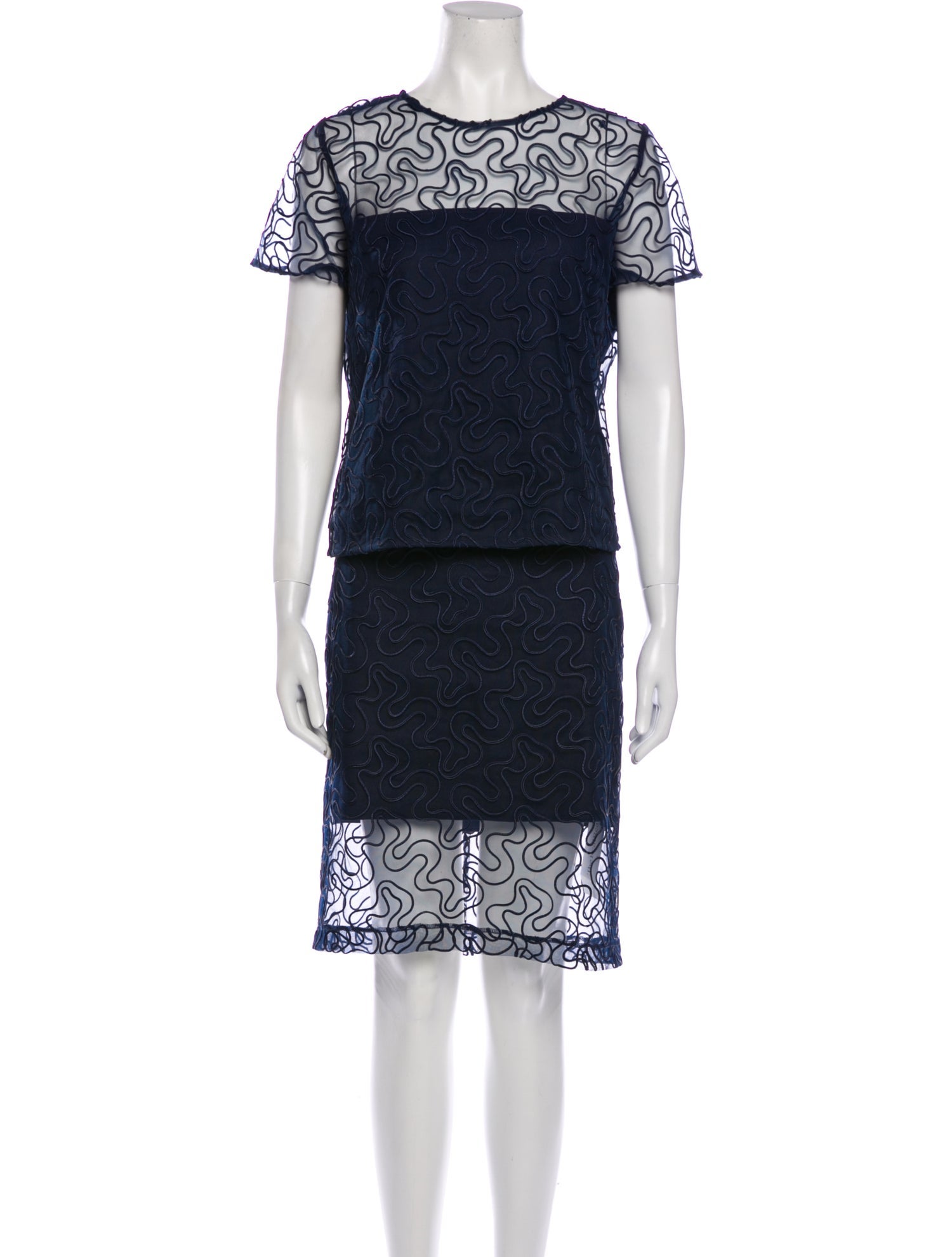 Anne Fontaine Embroidered Accent Skirt Set