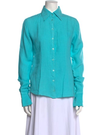 Anne Fontaine Linen Long Sleeve Button-Up Top
