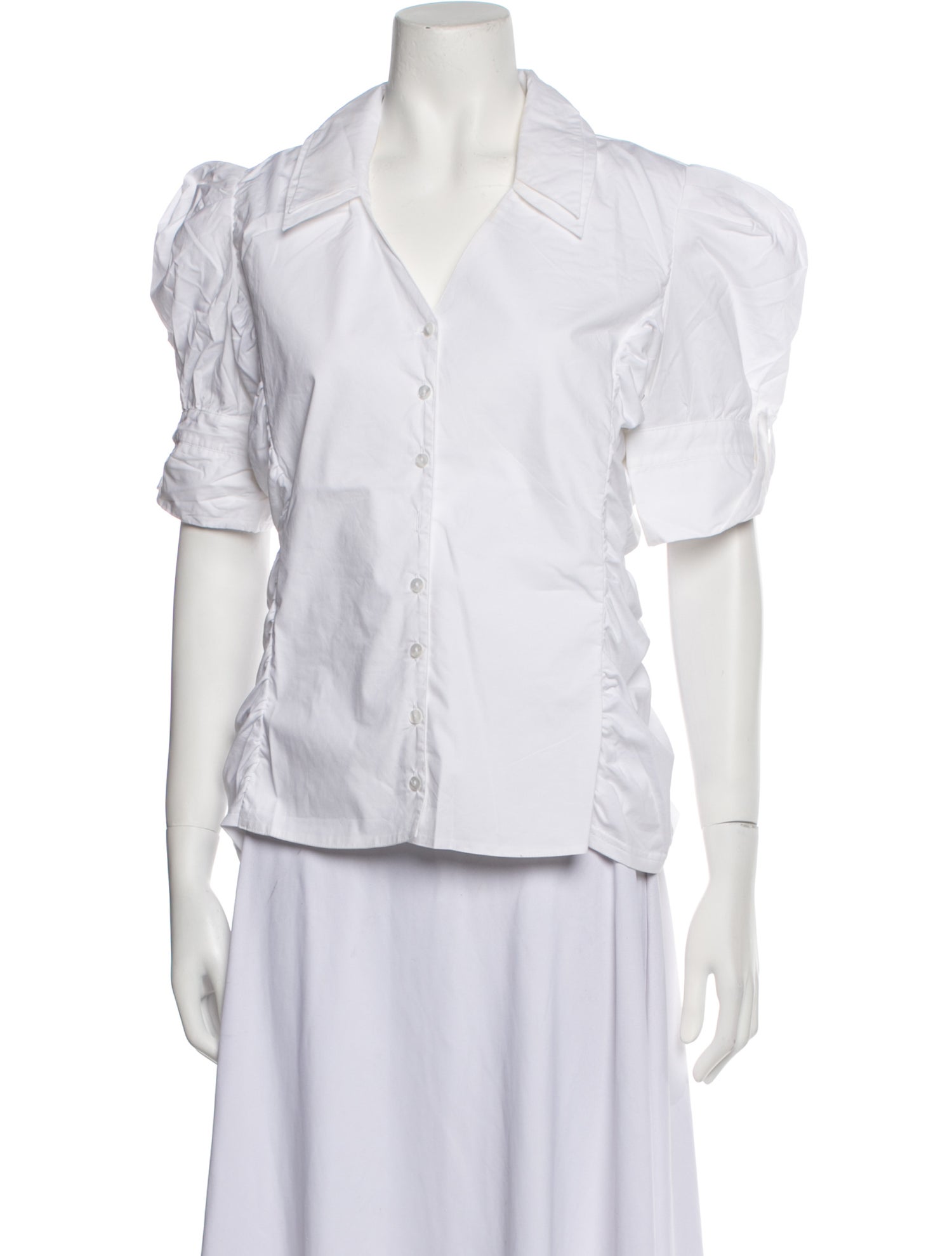 Anne Fontaine Short Sleeve Button-Up Top