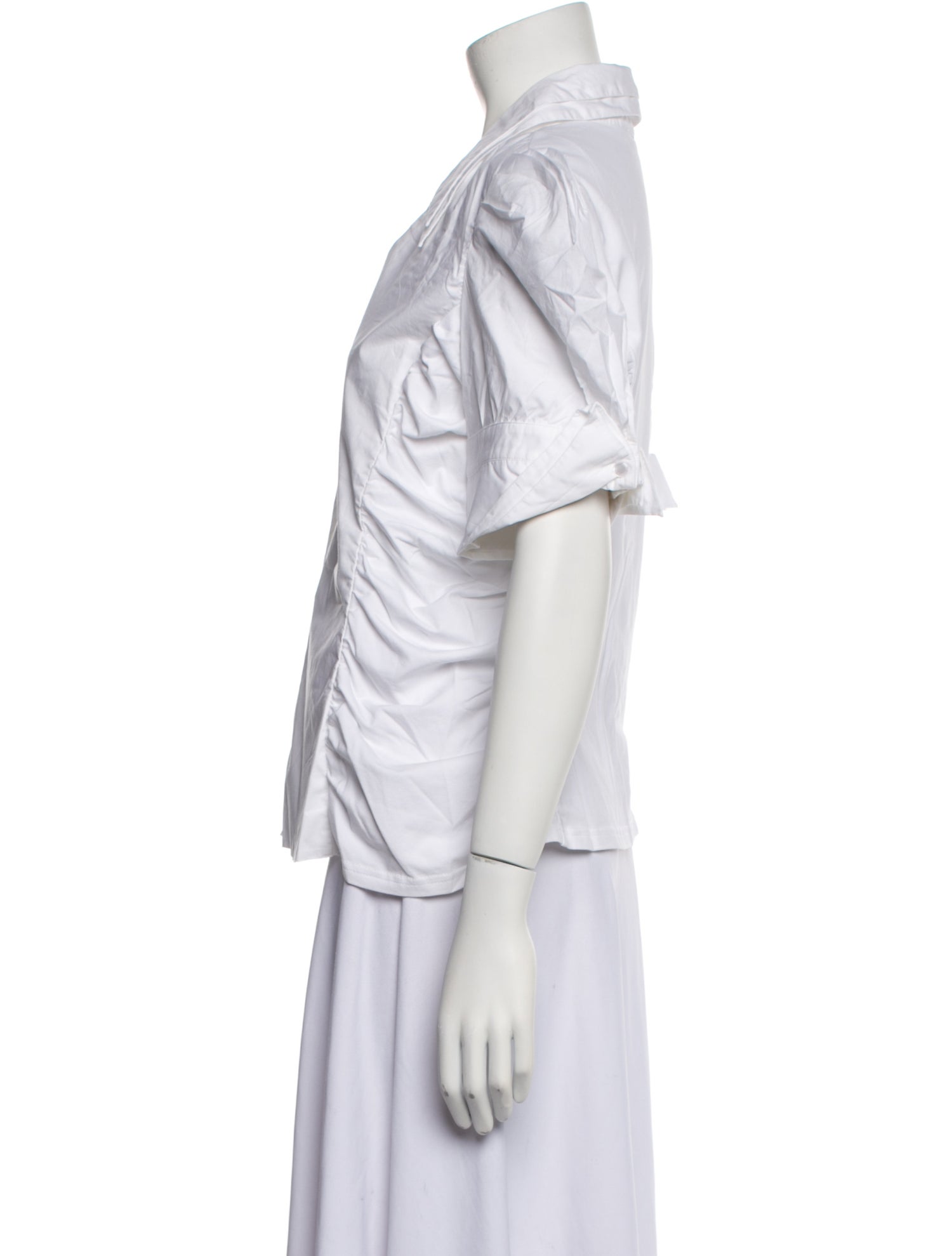 Anne Fontaine Short Sleeve Button-Up Top