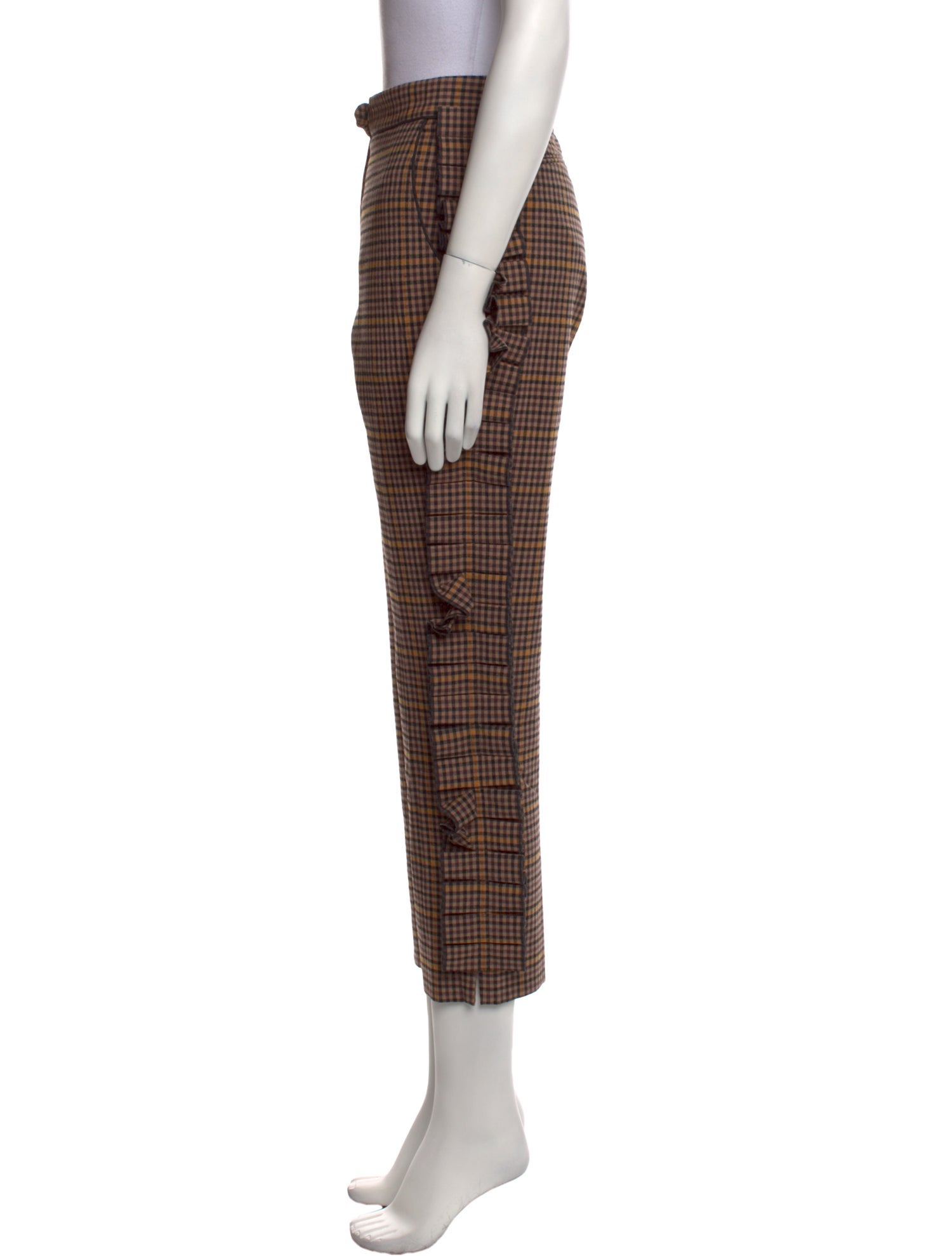 Anne Fontaine Plaid Print Straight Leg Pants