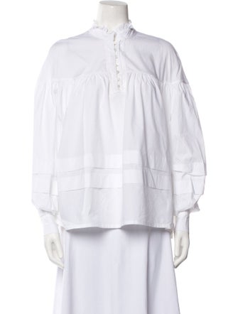 Anne Fontaine Mock Neck Long Sleeve Blouse