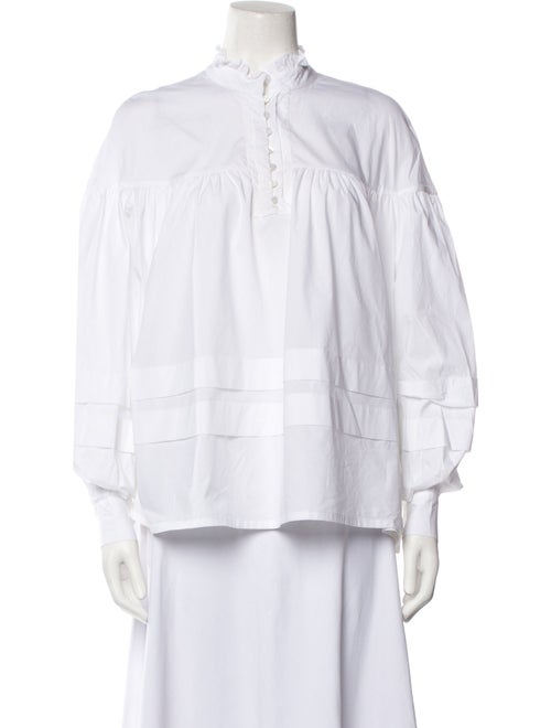 Anne Fontaine Mock Neck Long Sleeve Blouse