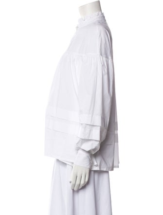 Anne Fontaine Mock Neck Long Sleeve Blouse