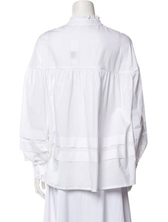 Anne Fontaine Mock Neck Long Sleeve Blouse