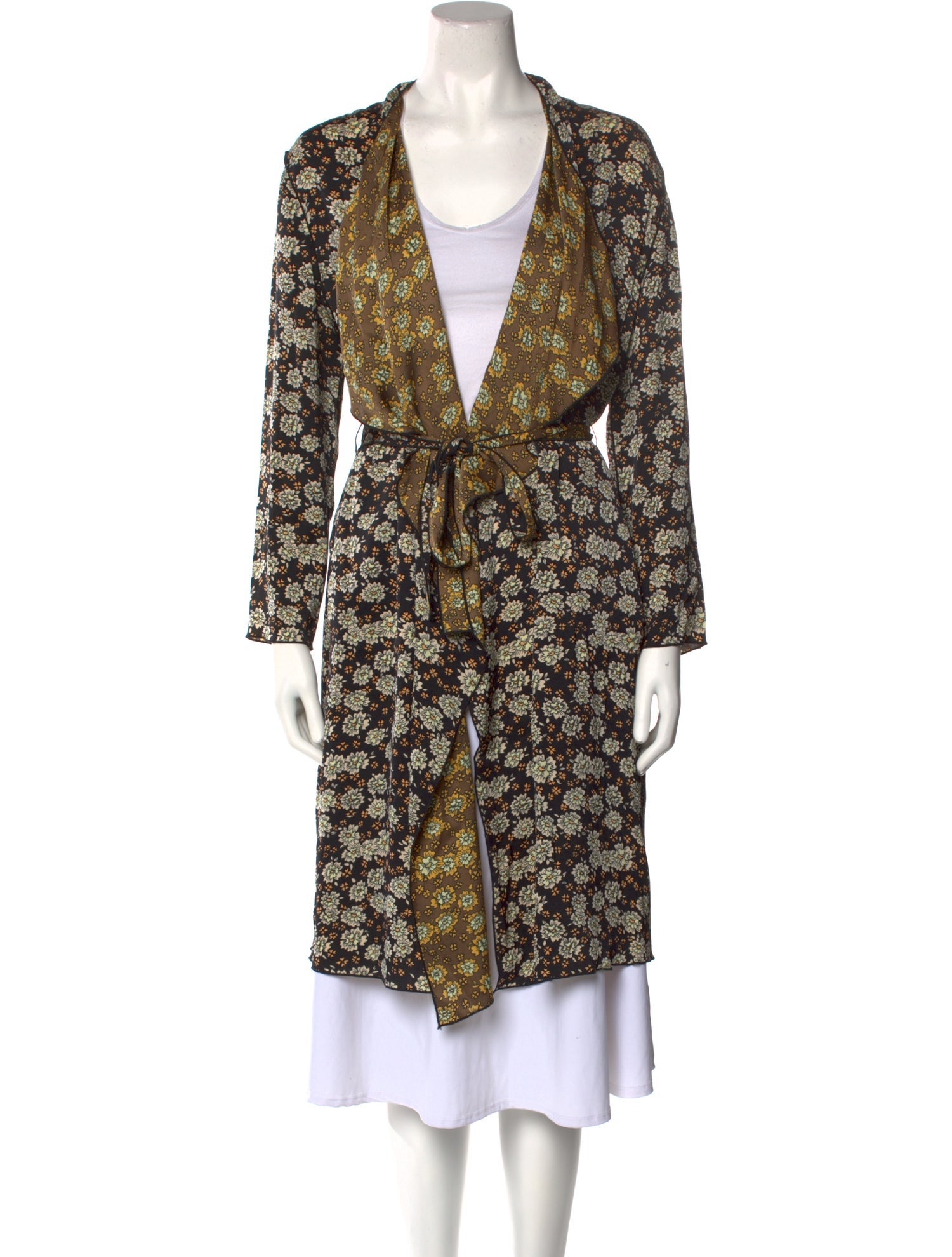 Anne Fontaine Floral Print Plunge Neckline Sweater