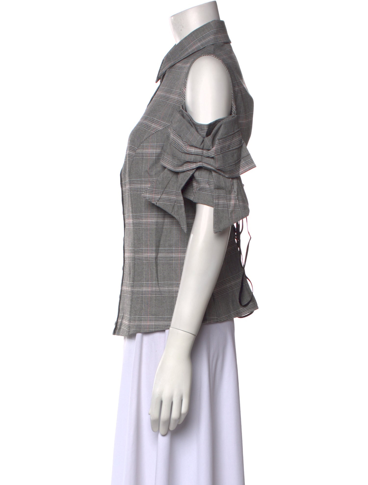 Anne Fontaine Plaid Print Short Sleeve Button-Up Top w/ Tags