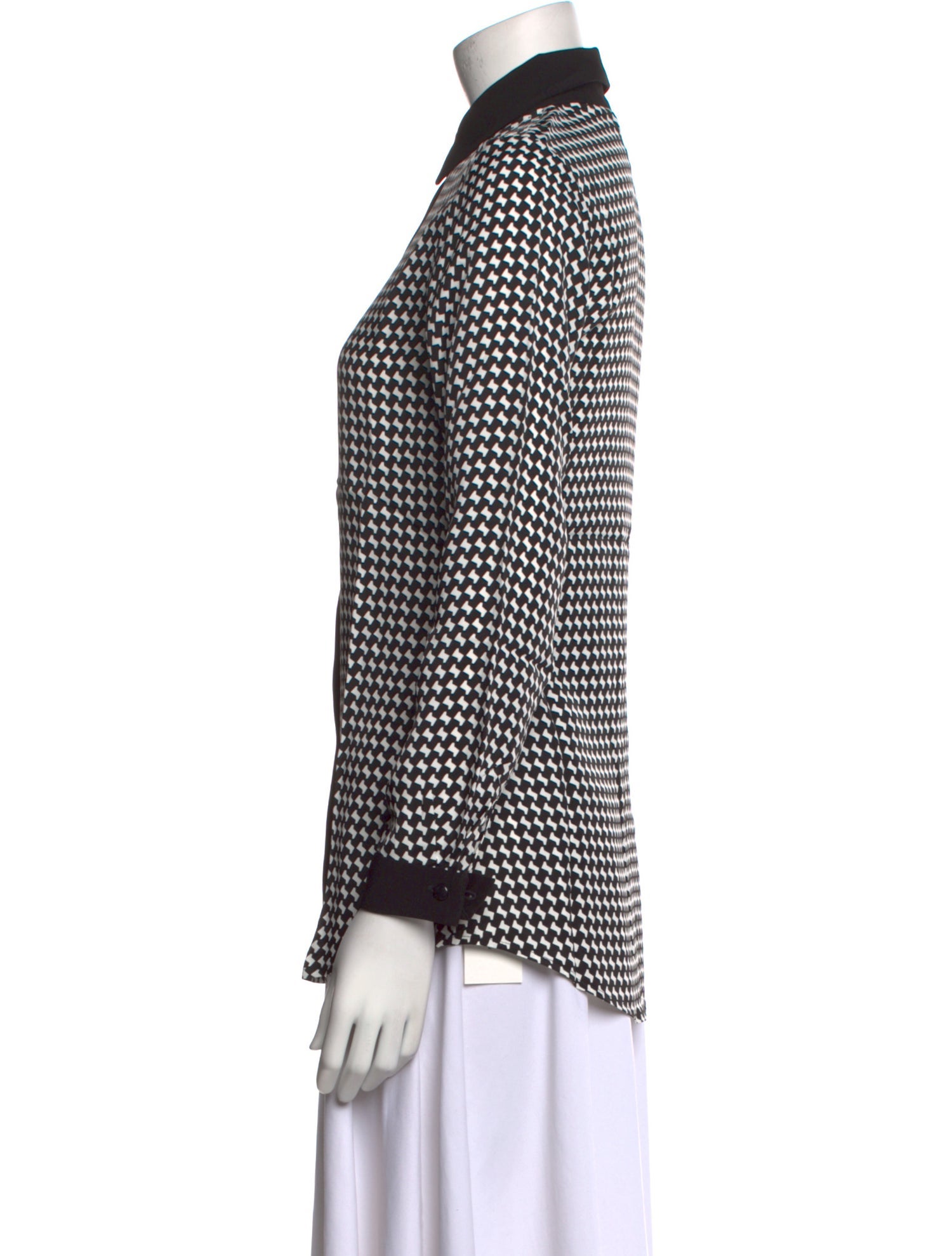 Anne Fontaine Printed Long Sleeve Button-Up Top