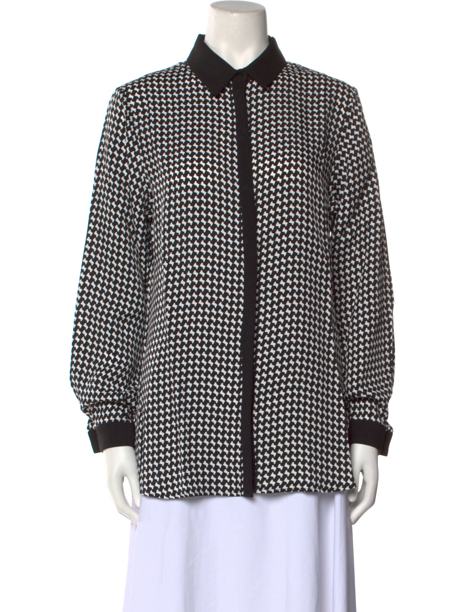 Anne Fontaine Printed Long Sleeve Button-Up Top