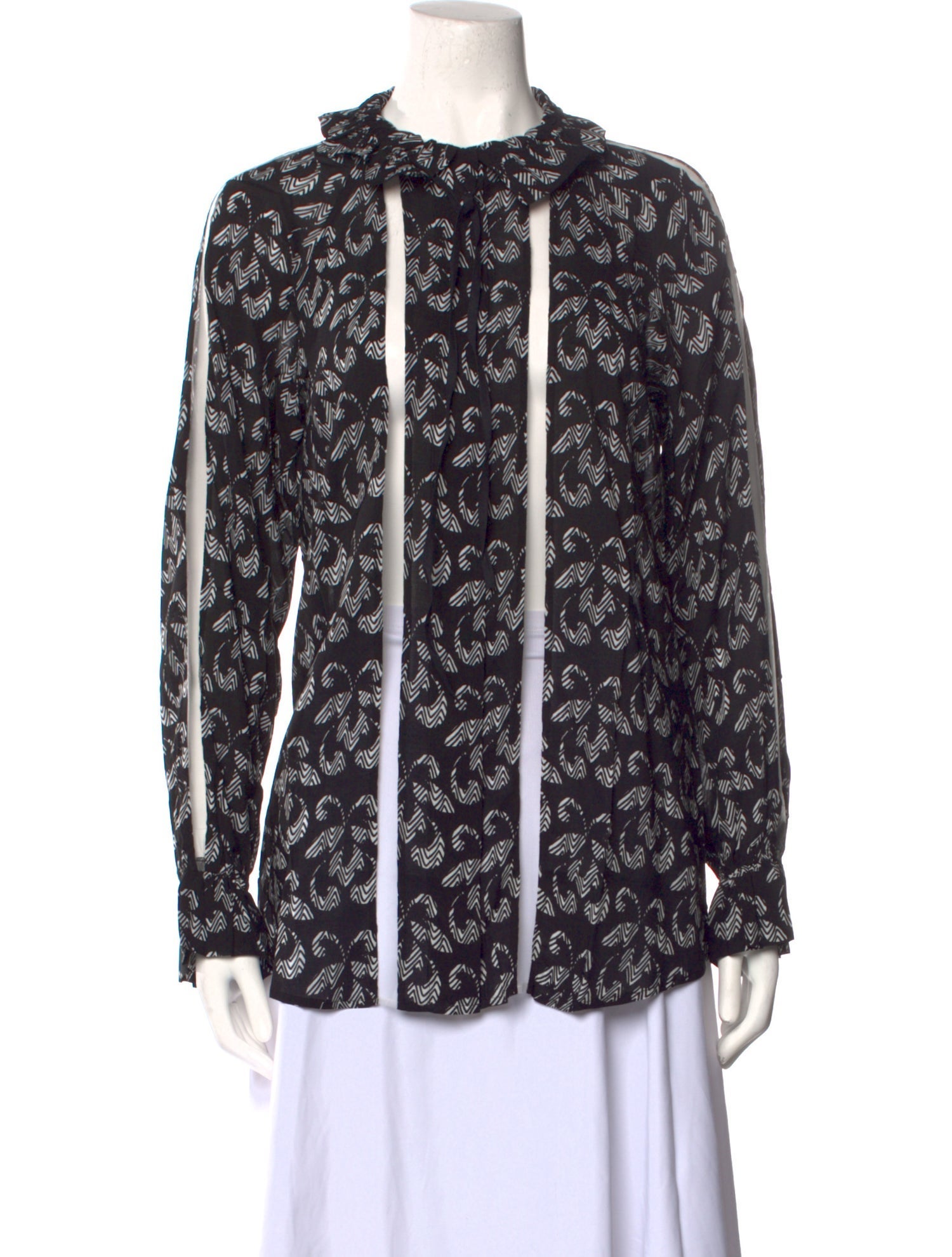 Anne Fontaine Printed Mock Neck Blouse w/ Tags