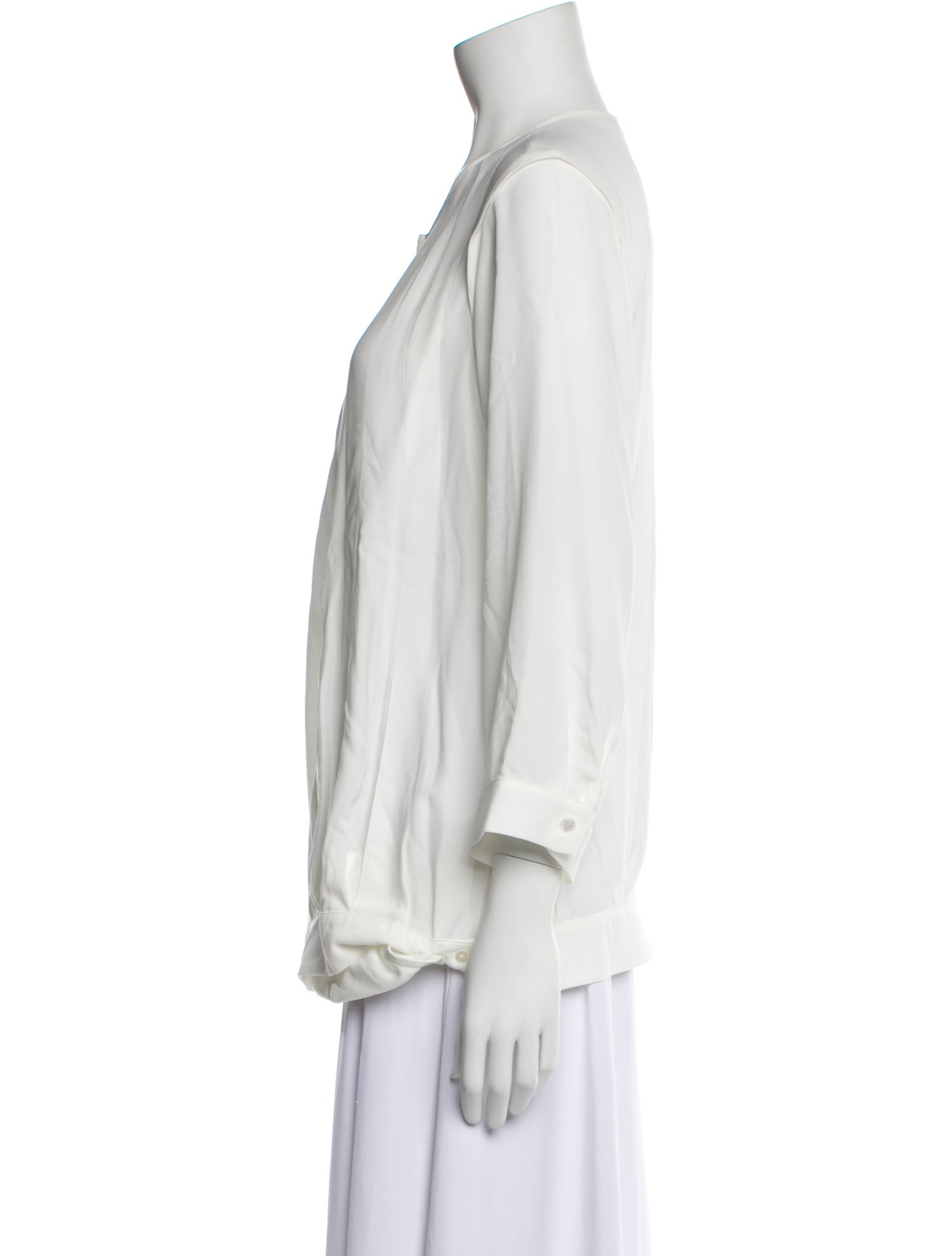 Anne Fontaine V-Neck Three-Quarter Sleeve Blouse