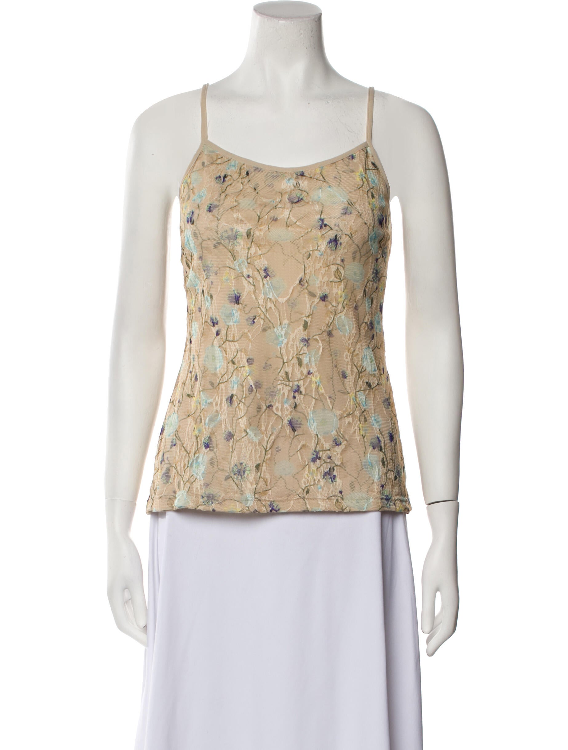 Anne Fontaine Floral Print Square Neckline Top