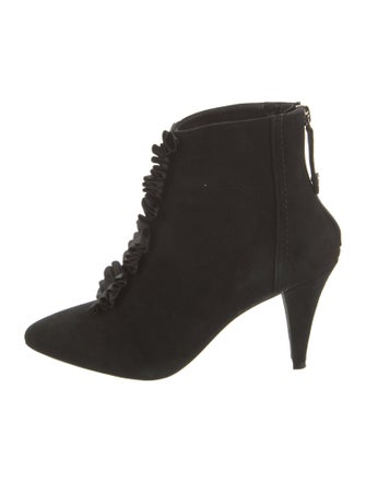 Anne Fontaine Suede Grosgrain Trim Lace-Up Boots