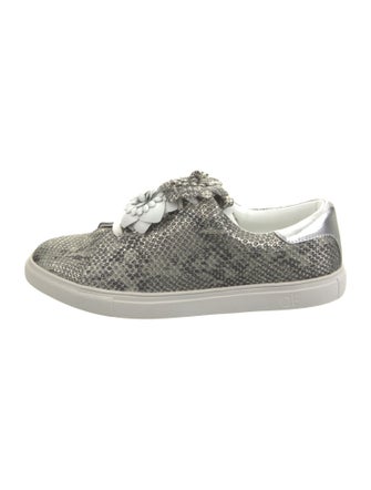 Anne Fontaine Embossed Leather Animal Print Sneakers