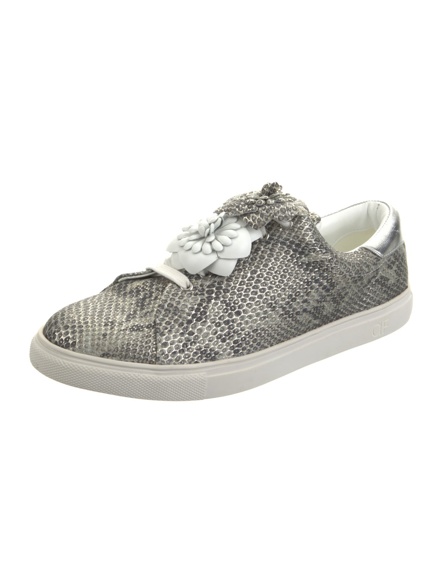 Anne Fontaine Embossed Leather Animal Print Sneakers