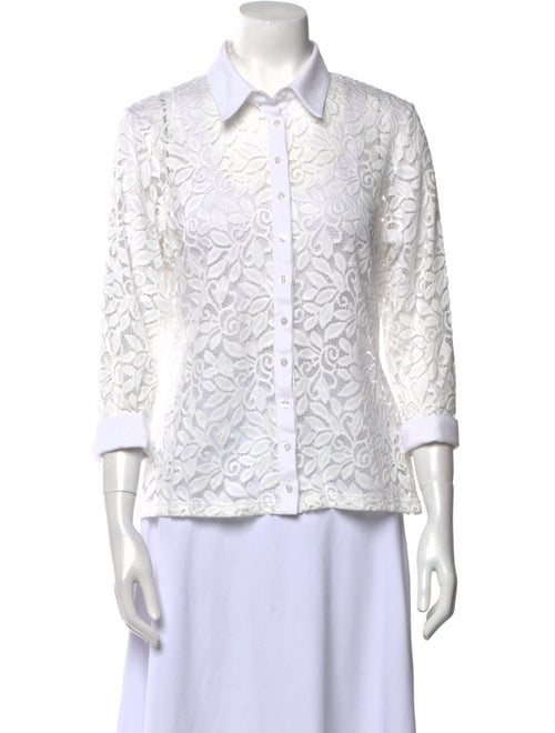 Anne Fontaine Nylon Lace Pattern Button-Up Top