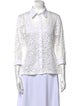 Anne Fontaine Nylon Lace Pattern Button-Up Top