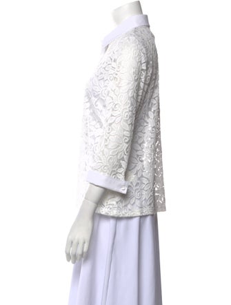 Anne Fontaine Nylon Lace Pattern Button-Up Top