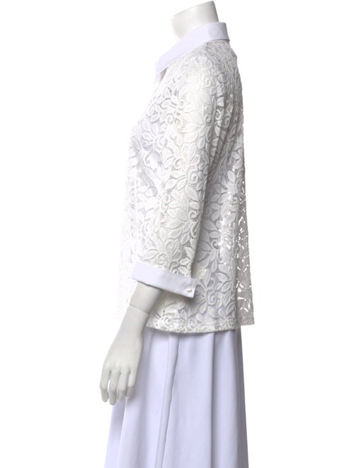 Anne Fontaine Nylon Lace Pattern Button-Up Top