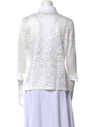 Anne Fontaine Nylon Lace Pattern Button-Up Top