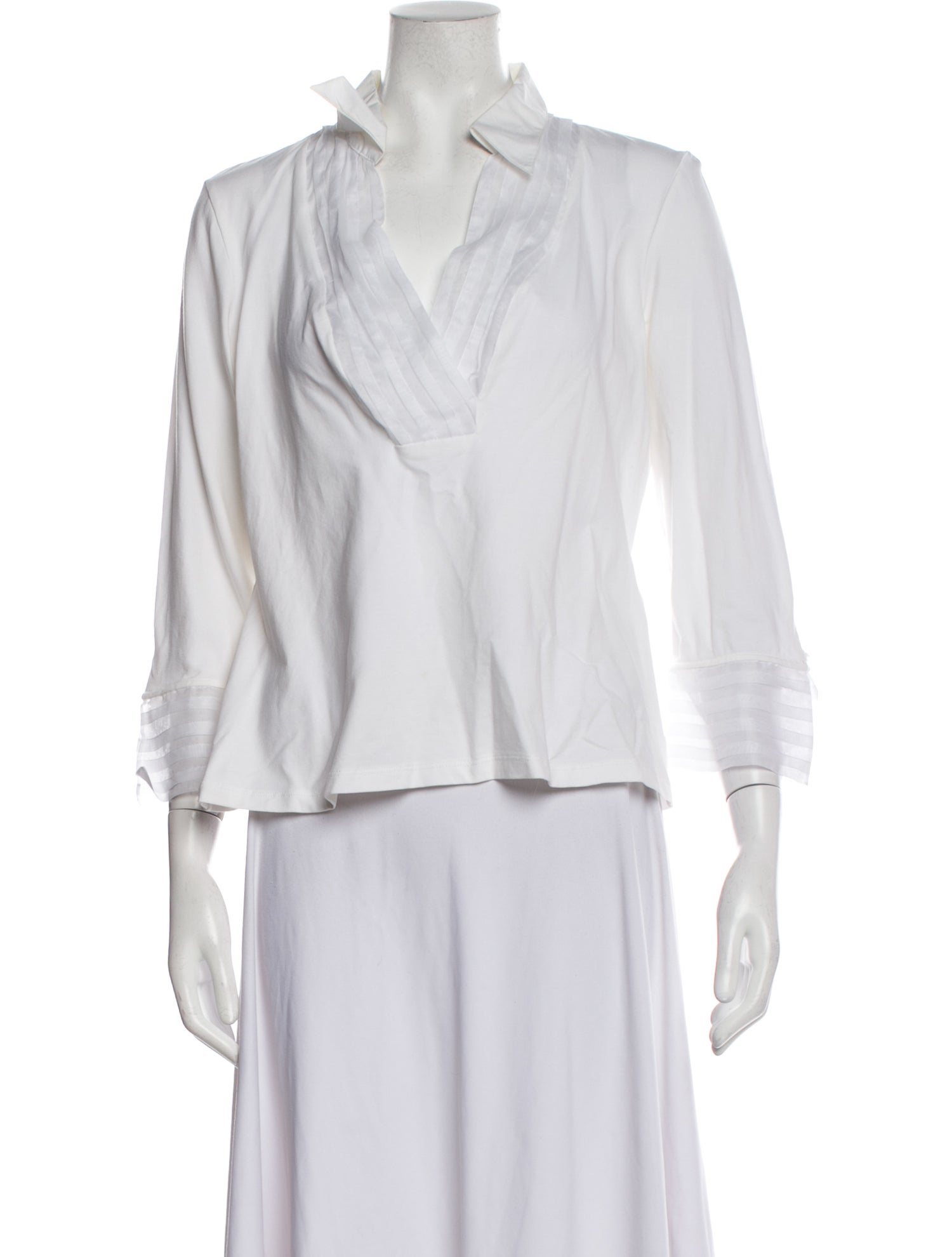 Anne Fontaine V-Neck Three-Quarter Sleeve Blouse