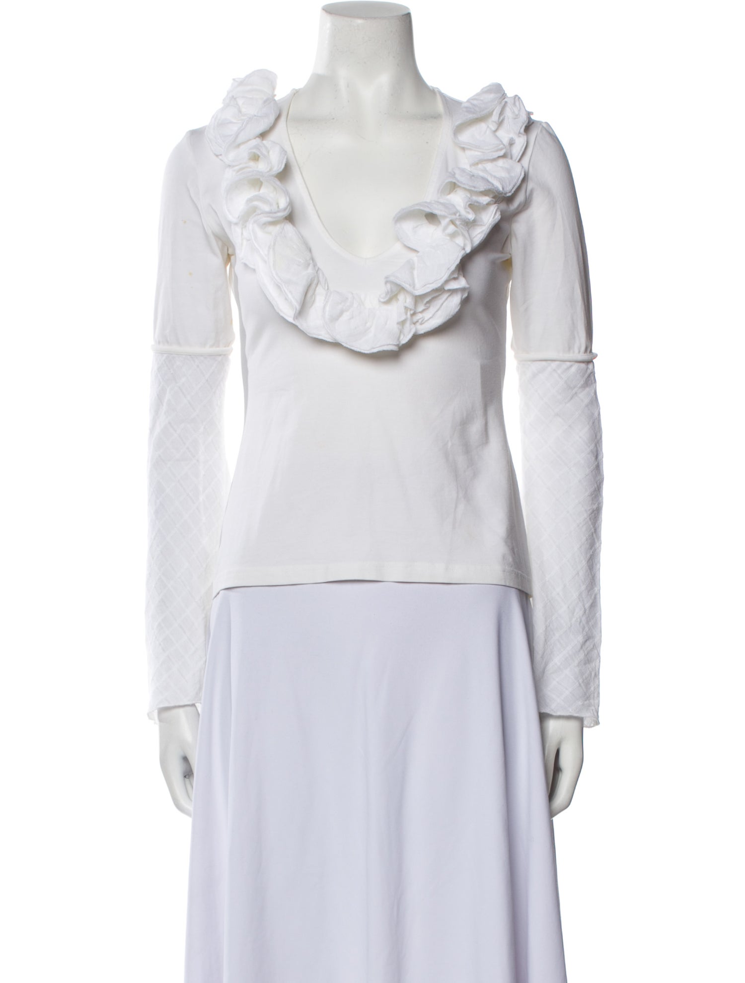 Anne Fontaine V-Neck Long Sleeve Top