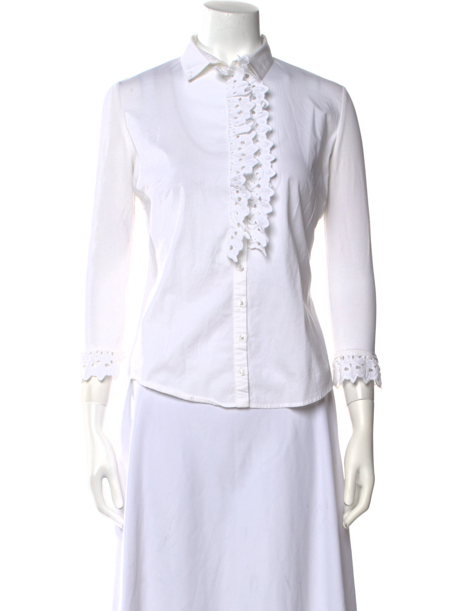 Anne Fontaine Three-Quarter Sleeve Button-Up Top