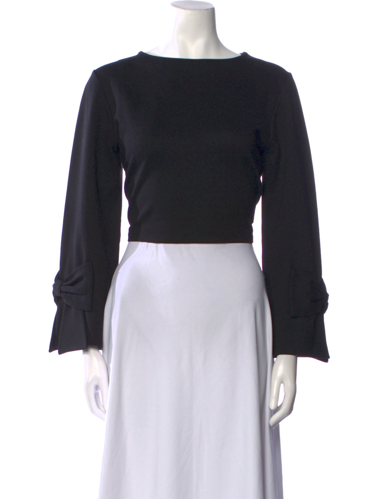 Anne Fontaine Bateau Neckline Long Sleeve Crop Top