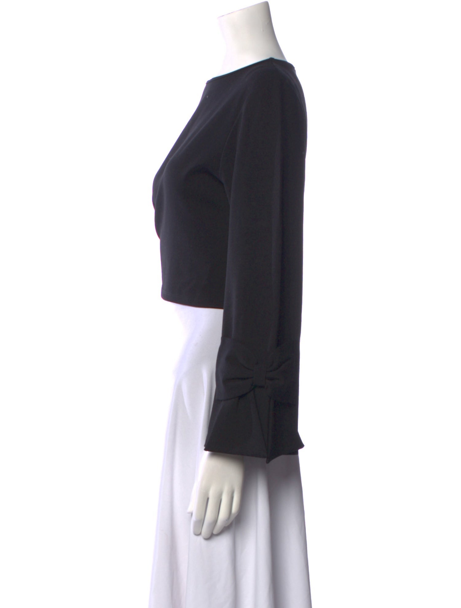 Anne Fontaine Bateau Neckline Long Sleeve Crop Top