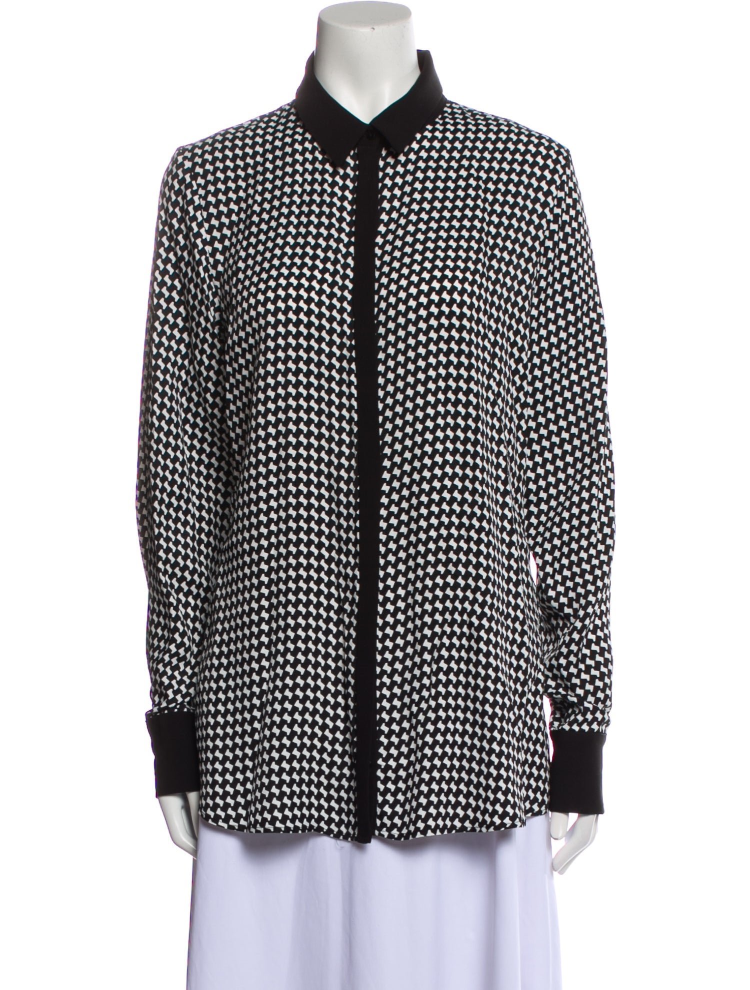 Anne Fontaine Silk Printed Button-Up Top