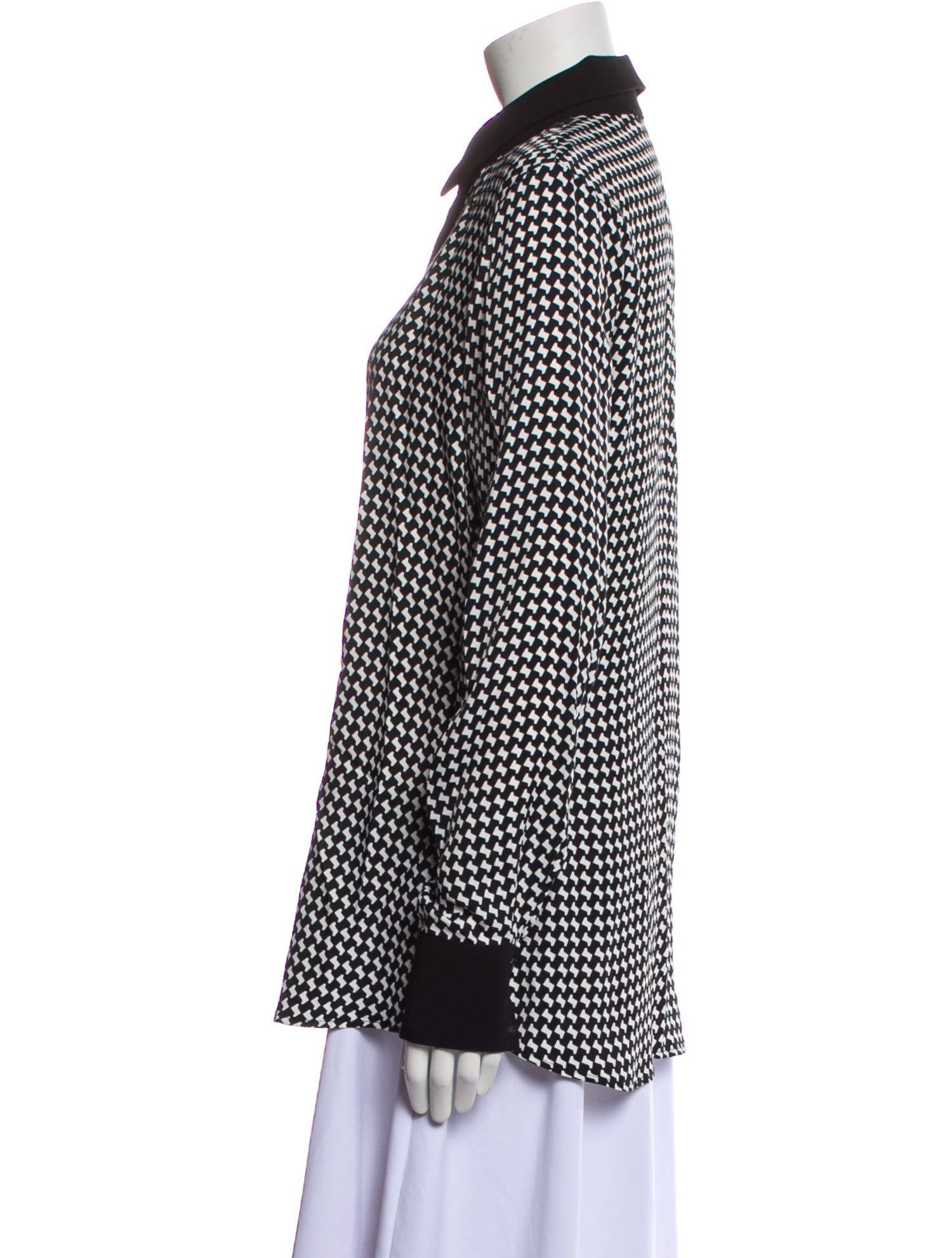 Anne Fontaine Silk Printed Button-Up Top